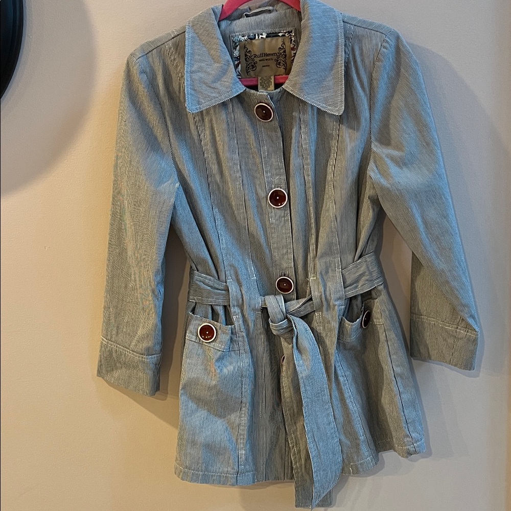 Ruff Hewn Blue & White Raincoat Unique Details Hood Not Included